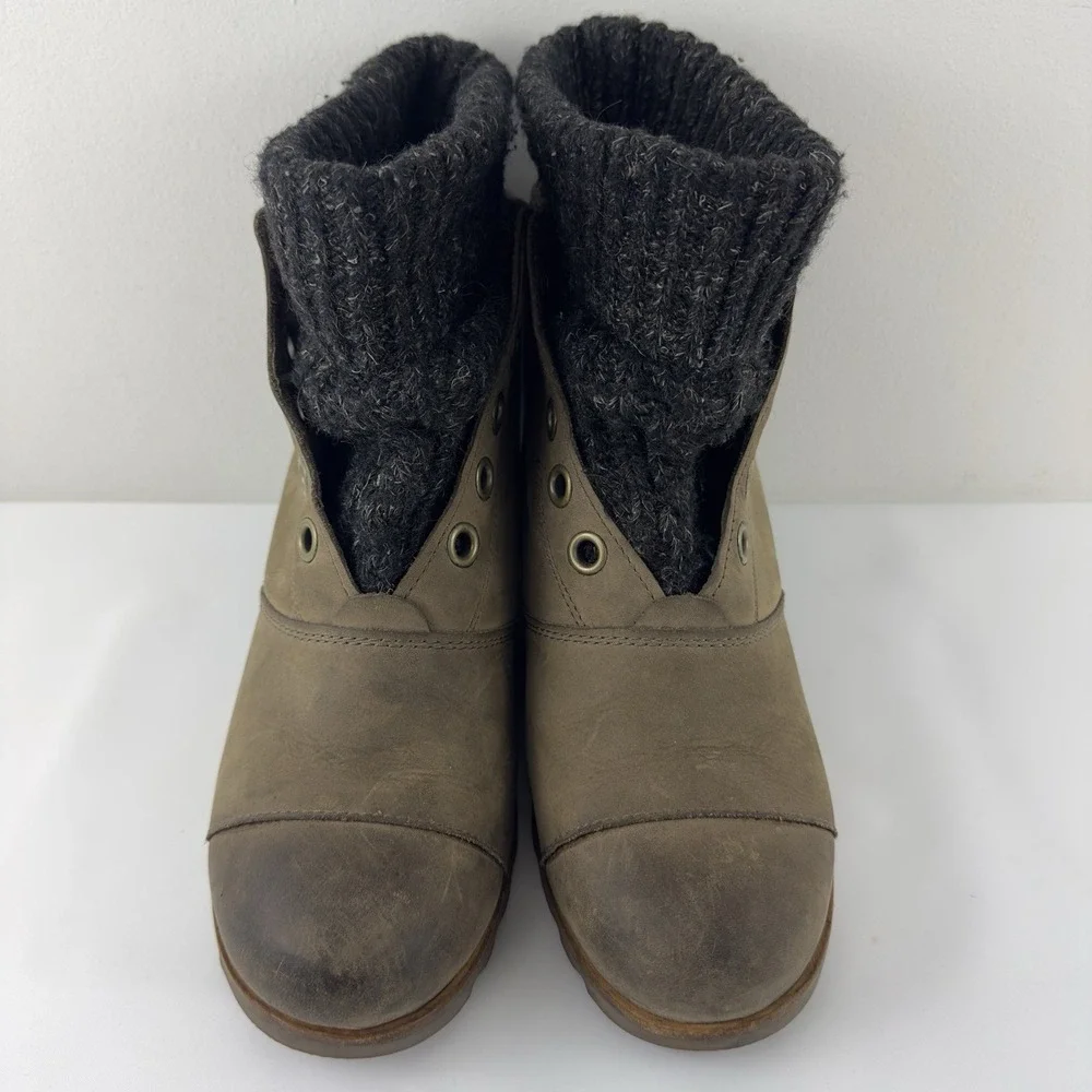 Sorel Joan of Arctic‎ Wedge II Booties Women's Size 9.5 Brown Leather Suede